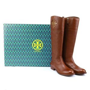 Tory Burch Kiernan 35MM Tumbled Leather Riding  Boots Almond 5